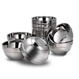 ZHCHSH 10 x 304 Stainless Steel Double Wall Insulated Soup Snack Bowls 370ml