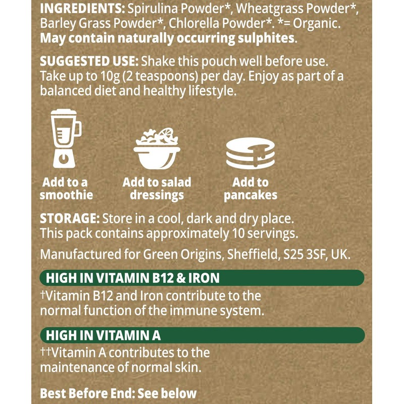 Green Origins Organic Super Green Blend Powder 100g