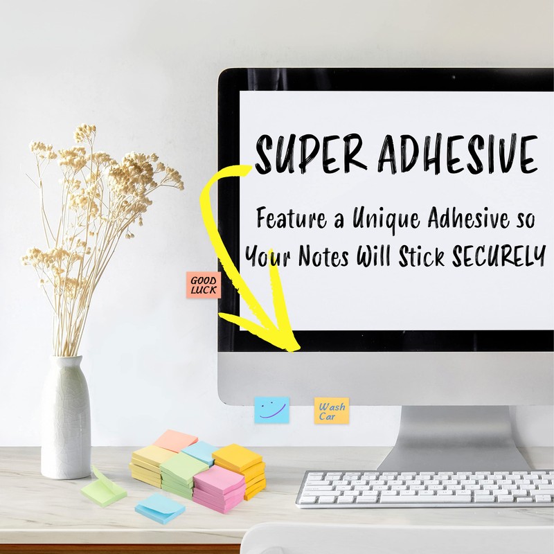 Mr. Pen Sticky Notes - 1.5'x2', 2160 Sheets, Pastel, Small,