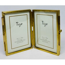 Tizo 2" X 3" Brass Photo Frames Double Self Standing, Made in Italy