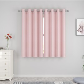 UPOPO - Cortinas de privacidad color rosa de 54 pulgadas de largo, cortinas semitransparentes de lino texturizado, sala de estar, recámara, sótano, cortina de ventana, 2 paneles con ojales en la parte