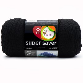 Acrylic Yarn Black – Red Heart Super Saver, Medium #4, 7oz/198g Skein, 364 Yards for Knitting & Crochet + Create Sticker
