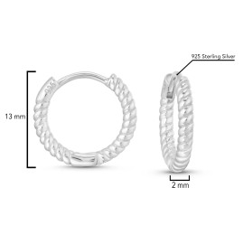AeraVida Chic and Modern Twisted Rope Pattern Sterling Silver 13mm Boho Hoop Earrings