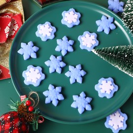 Snowflake Mochi Squishy Fidget Toys Christmas Snowflake Toys Winter Squishy Fidget Toy Winter Kawaii Stress Relief Toys Xmas Stockings Decorations Christmas Party Favors Goody Bags Filler (100)