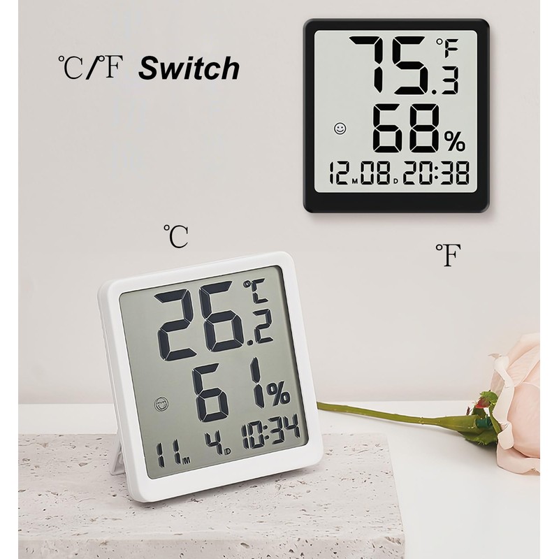 Lancoon Digital Thermohygrometer LCD Small Alarm Clock with Temperature Humidity