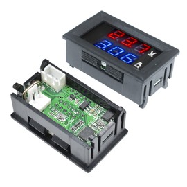 VOKTTA 2PCS 0.28" Digital Voltmeter Ammeter DC 0~100V 10A Dual LED Display Panel 3 Bits Amp Voltage Current Volt Amp Meter Tester (Red-Blue)