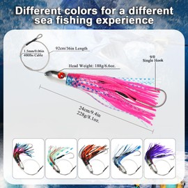 VIKETECH 10’’ 8oz Stainless Deep Sea Fishing Trolling Lure for Marlin Tuna Mahi Mahi Wahoo Sailfish Dolphin Saltwater Offshore Big Game Trolling Lures Included Mesh Bag