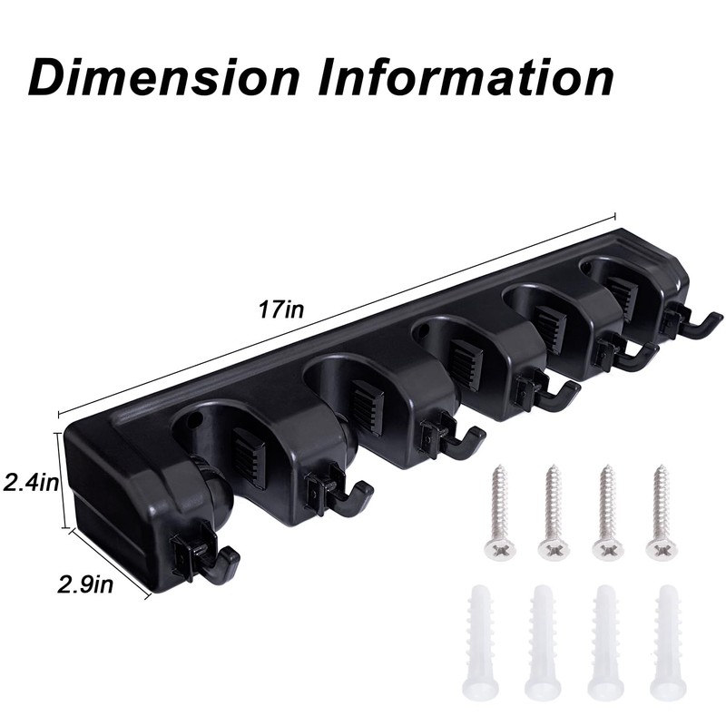 HYRIXDIRECT Wall Mount Broom Mop Holder Hanger Garden Tool Organizers