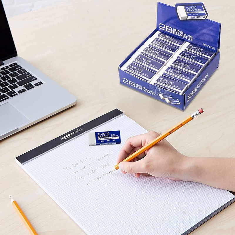 Erasers, Pack of 40 Plastic Mini White Text Erasers, Eraser