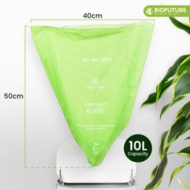 Biofuture Eco-Friendly Compostable Bin Liners | EN13432 Certified Biodegradable PLA Waste Bags | Durable and Ideal for Sustainable Waste Management (75 Bin Liners, 10L)