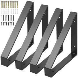 4PCS Heavy Duty Shelf Brackets,8" Metal Wall Brackets Steel Triangle Bracket,300lbs Load Garage Workshop Home Shelf Brackets,Industrial Shelf Supports