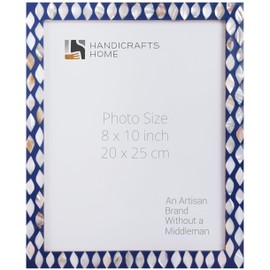 Handicrafts Home Blue Picture Frame, 8x10 Avant Drop Collection Mother of Pearl & Resin Inlay Photo Frame for Wall & Tabletop, Modern Farmhouse Decor, Bedroom, Holiday Gift, Desk & Living Room Frame