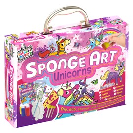 Bookoli - Sponge Art Unicorns Colour and Carry Activity Kit - Gifts for Girls - Children's Arts and Crafts Activity Sets - Painting Kits for Kids