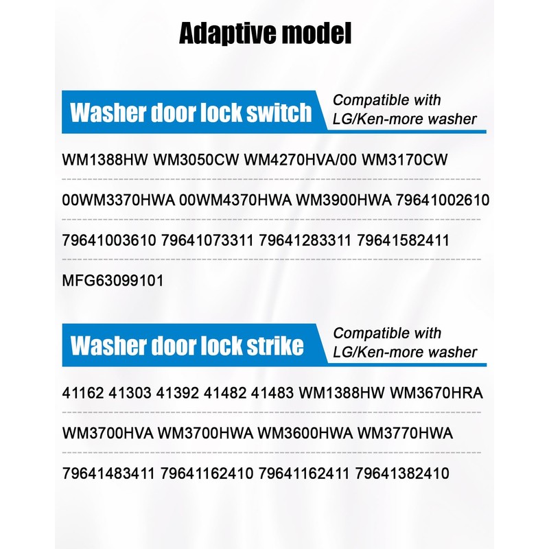 Washer Door Lock Switch and Washer Door Lock Strike Assembly