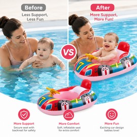 Baby Inflatable Car Pool Float for Pool Play – Cute PVC Swim Tube with Handles for Summer Water Fun