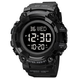 FANMIS Mens Military Multifunction Digital LED Watch Electronic Waterproof Alarm Quartz Sports Watch (Y Black Black)