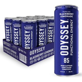ODYSSEY ELIXIR Bebida espumosa de hongos con melena de león y hongos adaptogénicos Cordyceps, L-teanina y cafeína de té verde para obtener energía y  