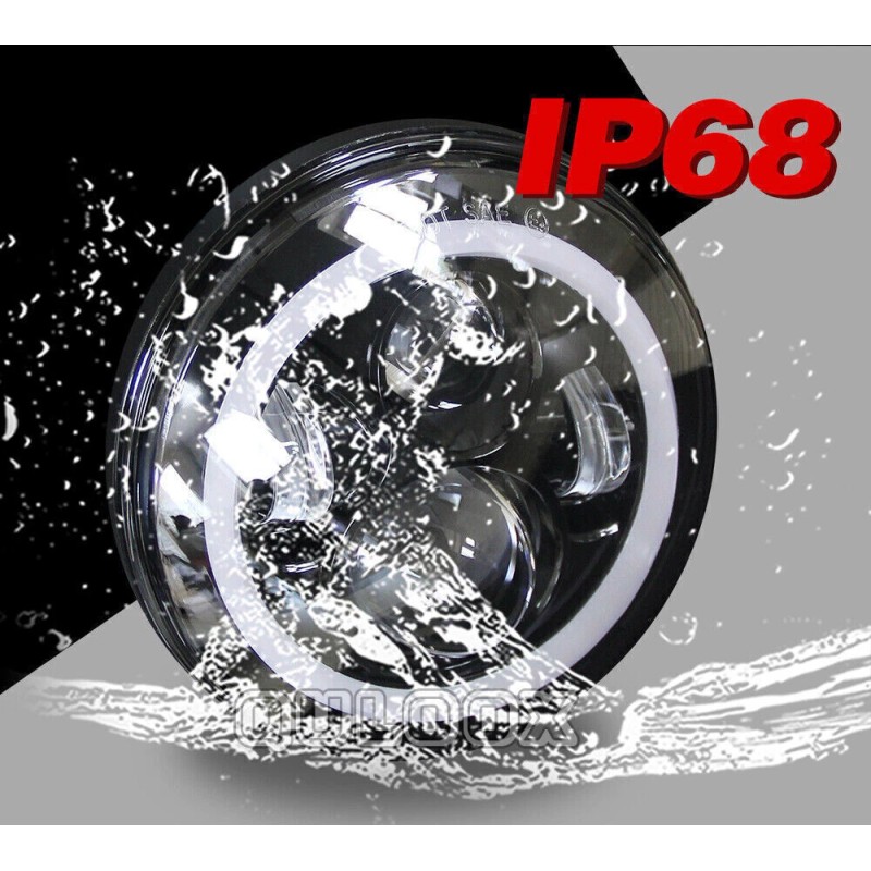 QULOOX Pair 7" Inch Round LED Headlights Hi/LO Sealed Beam