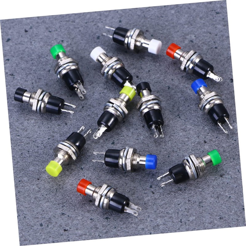 Hohopeti Set of 12 Mini Spst Momentary Latching Push Buttons