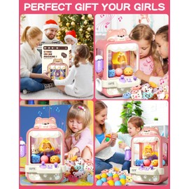 Jovow Claw Machine for Kids, Mini Vending Machine with Music, Prize Dispenser Toys for Girls and Boys, Electronic Claw Game Machine for Party Birthdays, Includes 35 Mini Toys (Small)