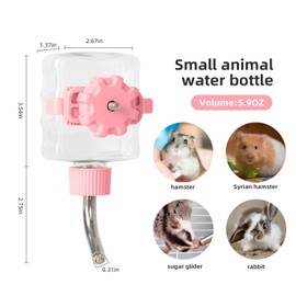HardcorePet Hamster Water Feeder Bottle, No-Drip Small Animals Water Dispenser, Pet Hanging Water Bottle for Guinea Pigs, Rabbit, Chinchillas, Rat (Pink, S)