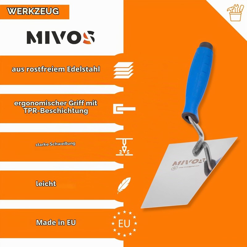 Mivos Stainless Steel Trapezoidal Trowel 160 x 75 mm -