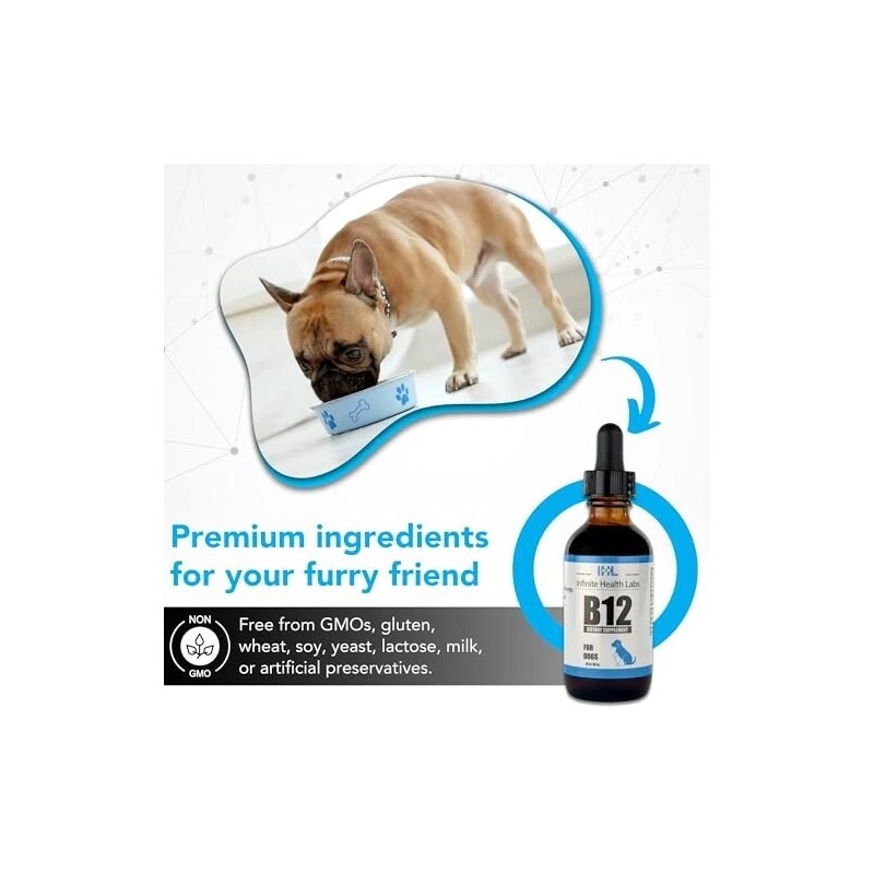 Infinite Health Labs Liquid Vitamin B-12 for Dogs - Methylcobalami