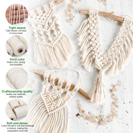 RANJIMA Macrame Yarn 3 mm x 50 m, Macrame Set Colourful Gradient 4, Natural Cotton Yarn with Macrame Accessories for Wall Hangings, Hanging Plant Hangers and Wedding Decorations, DIY Crafts, Beige