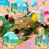 Xugoox 122Pcs Hawaiian Sandbeach Party Supplies Summer Beach Party Tableware