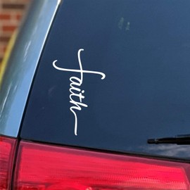 Sunset Graphics & Decals Faith Cross Decal Vinyl Car Sticker | Cars Trucks Vans Walls Laptop | White | 3.5 x 6 inches | SGD000009