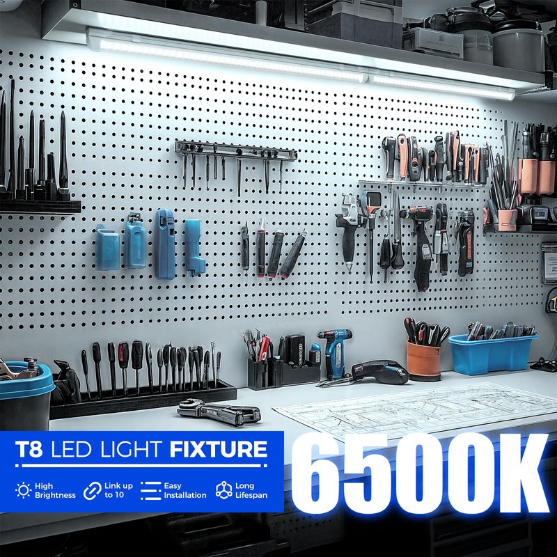 Barrina 6500K 2FT LED Shop Light, 3000LM, 20W, T8 Shop