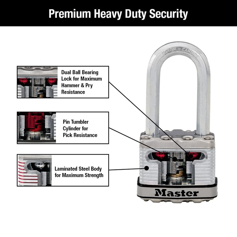 Master Lock M5XDLH Magnum Heavy Duty Padlock with Key, 1