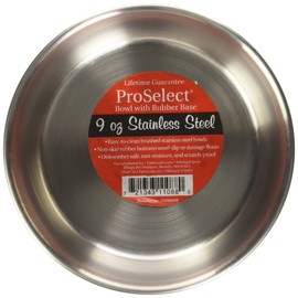 Pro Select Stainless Steel Dog Bowl with Rubber Base, 4-1/2-Inch, 9-Ounce