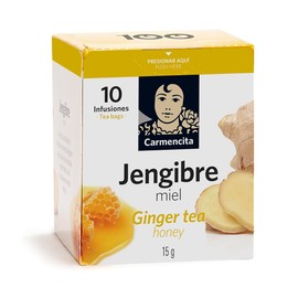 Carmencita. Ginger Tea infusion with Honey (10 teabags). 15g (0.53oz). Pack of 2.