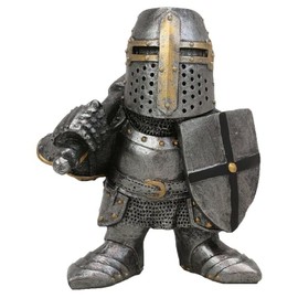 Knight Gnomes Guard Garden Gnome Ornaments Outdoor Medieval Crusader Knight Suit Statue Waterproof Resin Ornament for Yard Lawn Garden Decorations (D)
