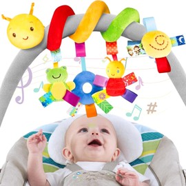 Juguete de Carriola, Juguetes Colgantes de Actividades Talla Grande en Espiral para Niño, Juguete de Peluche de Gusano Juguetes de Felpa de Seguridad en Espiral, Juguete de Asiento de Coche para Niños