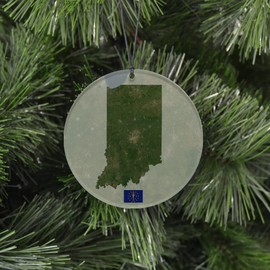 Indiana Christmas Ornament - Festive Design Featuring Aerial State Map and State Flag - 2024 Acrylic Tree Decoration - Holiday Gift and Home Decor