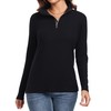 Malist Women’s Long Sleeve Ribbed Zipper Turtleneck Top Black Medium