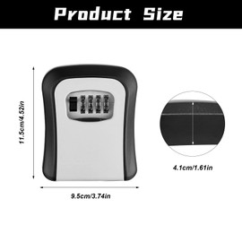 Jiujuda9 Key Safe Wall Mounted Outside, Key Lock Box Outdoor Indoor with 4 Digit Combination Waterproof Heavy Duty for Home Garage Office Security