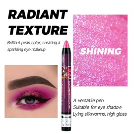 Hot Pink Shimmer Eyeshadow Stick, Bright Red Cream Eye Shadow Pen, Mermaid Glitter Eyeshadows Pencil Crayon, Pearlescent High Pigmented Eyeliner, Smooth Color for Eyes Makeup