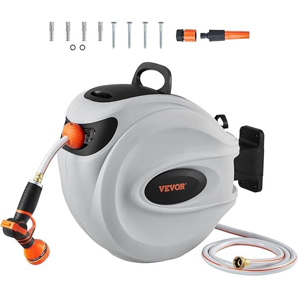 VEVOR Retractable Hose Reel, 130 ft x 1/2 inch, Garden