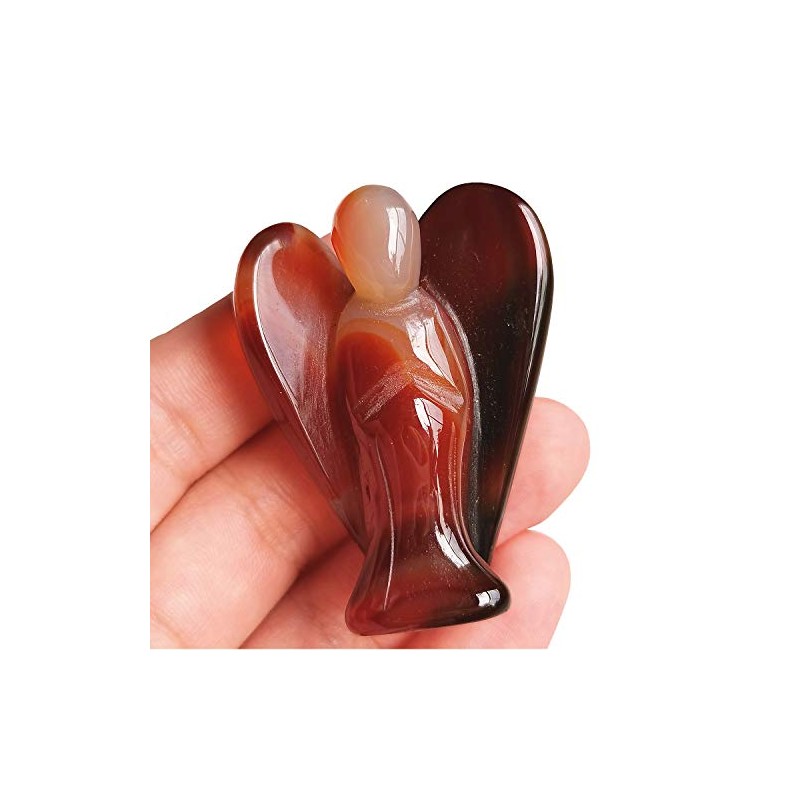 Bacatgem Natural Carnelian Healing Crystal Prayer Guardian Angel Statue,2 Inchs