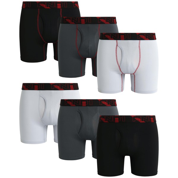 AND1 Men's Boxer Briefs - 6 Pack Performance Stretch Compression