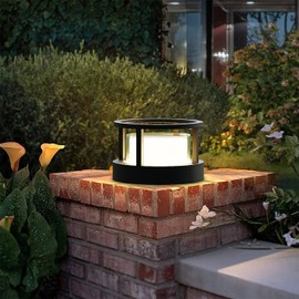 FREEUP Farolas Exterior Jardin, 15 W LED Lámpara de Sobremuro Exterior Redonda IP65 Luz de Camino Exterior de Aluminio, Blanco Cálido, Lámpara de Jardín Poste, Balizas Exterior Jardin,