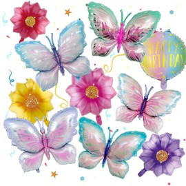 Schmetterling Deko Geburtstag 10 Stück Luftballon Folienballon Geburtstagsdeko Geeignet für Mädchengeburtstagsfeier Babyparty Hochzeit