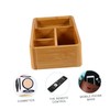 WOONEKY Bamboo Wood Sundries Storage Box Multi-Compartment Organizer for Home