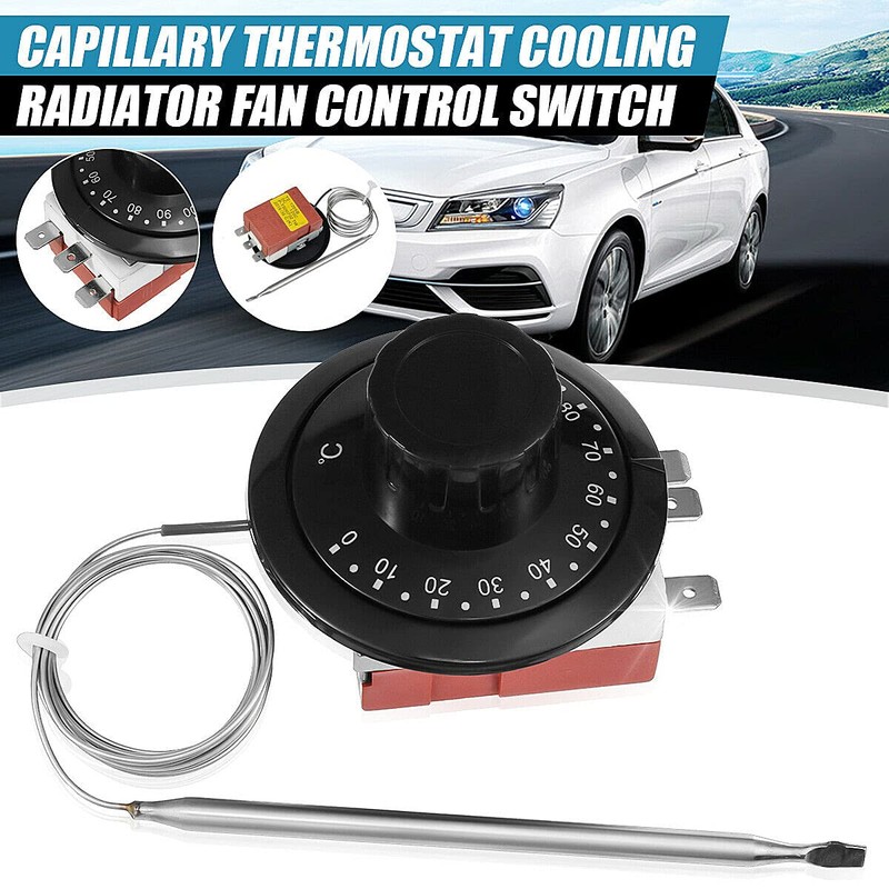 MACHSWON Universal Capillary Thermostat Cooling Radiator, TS-120SR Fan Control Switch