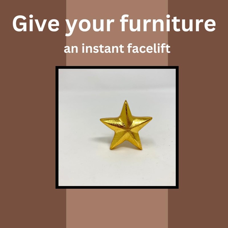 Star Metal Knob, Knob Home Decor Drawer Pull (Gold)