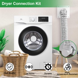 Dryer Vent Connector Kit, 90 Degree Dryer Vent Elbow with 4inch 5FT Dryer Vent Hose and Wall Mount Plate, Dryer Vent Connector Kit Dryer Vent for 4 Inch Dryer Hose in Confined Spaces