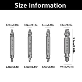 Set of 4 Damaged Screw Extractor Set, Screw Remover and Extractor Bit Set, Stripped Screw Extractor, for Damaged Broken Stripped Screws